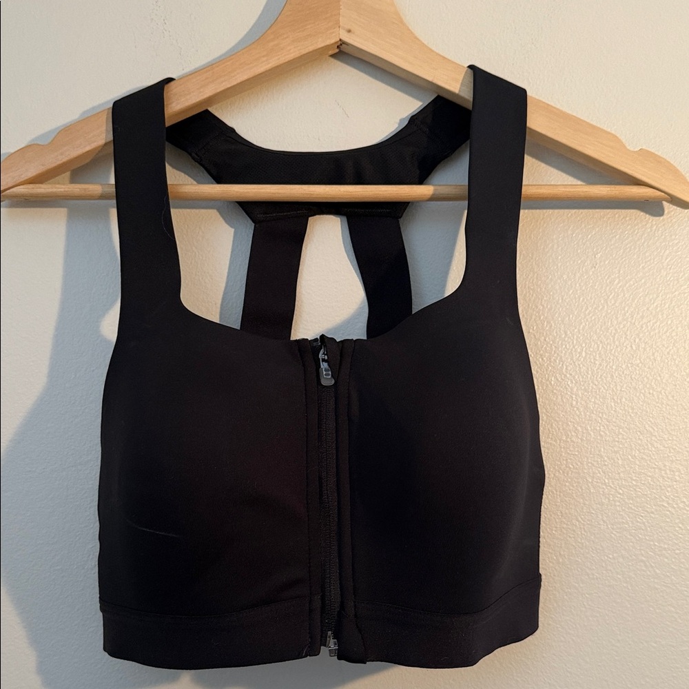 All in Motion Black Front-Zip Sports Bra